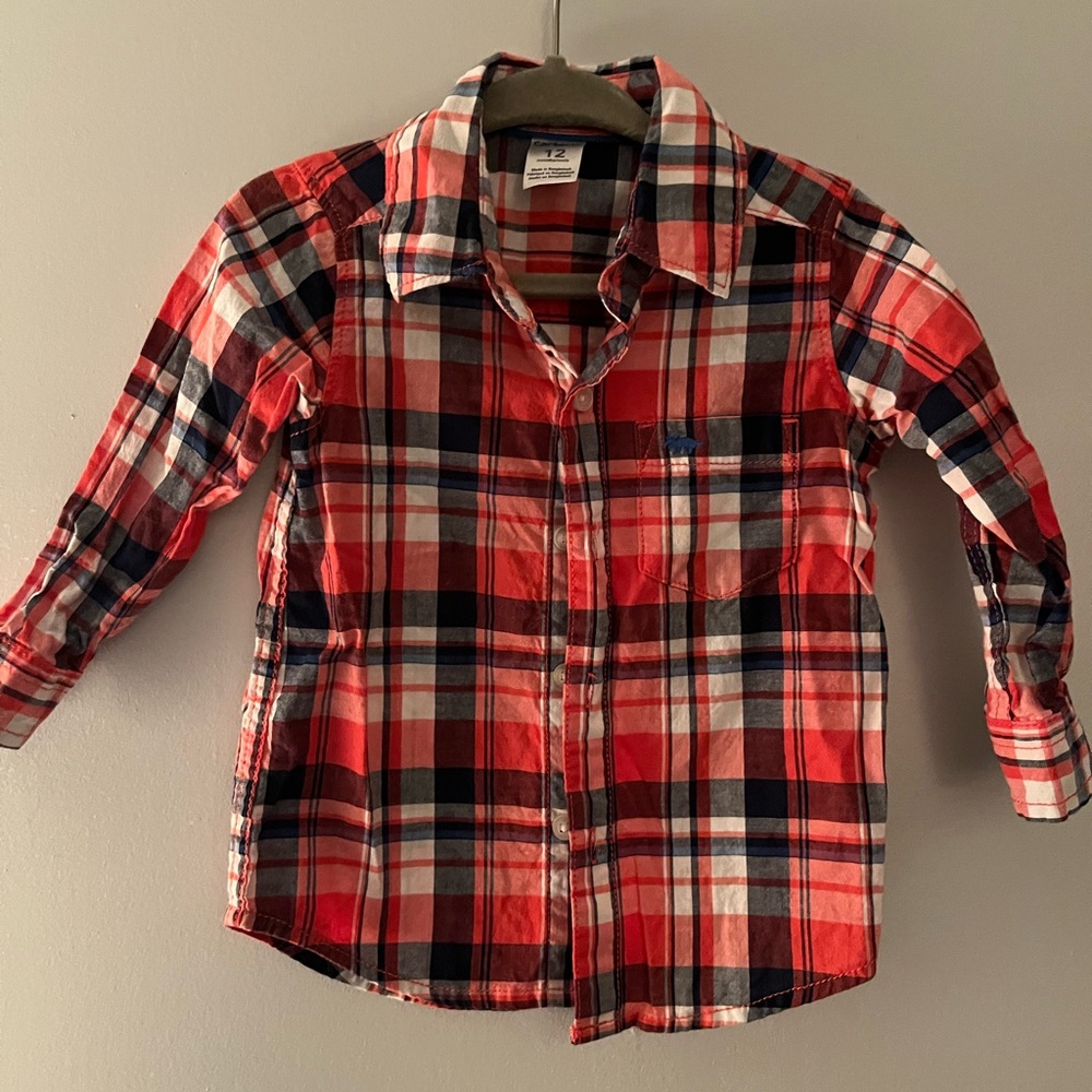 Carter's Red and Navy Plaid Button Down Shirt